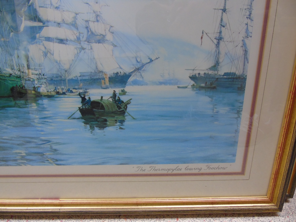 2 X SEAFARING PRINTS BY MONTAQUE DAWSON & VICTOR ELFORD IN GILT FRAMES 98CM X 73CM - Image 5 of 6