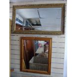 PAIR OF MIRRORS 1 X PINE FRAMED 1 X GILT FRAMED