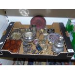 QUANTITY OF METAL ITEMS INCLUDING, NAPKIN RING, COFFEE POT & BOXED FORKS