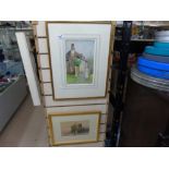 ETHEL WOOLMER WATERCOLOUR OF A RURAL CHURCH SCENE + 1 OTHER