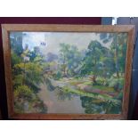 SIGNED HAROLD HARVEY PRINT MILLHOUSE BY RIVER