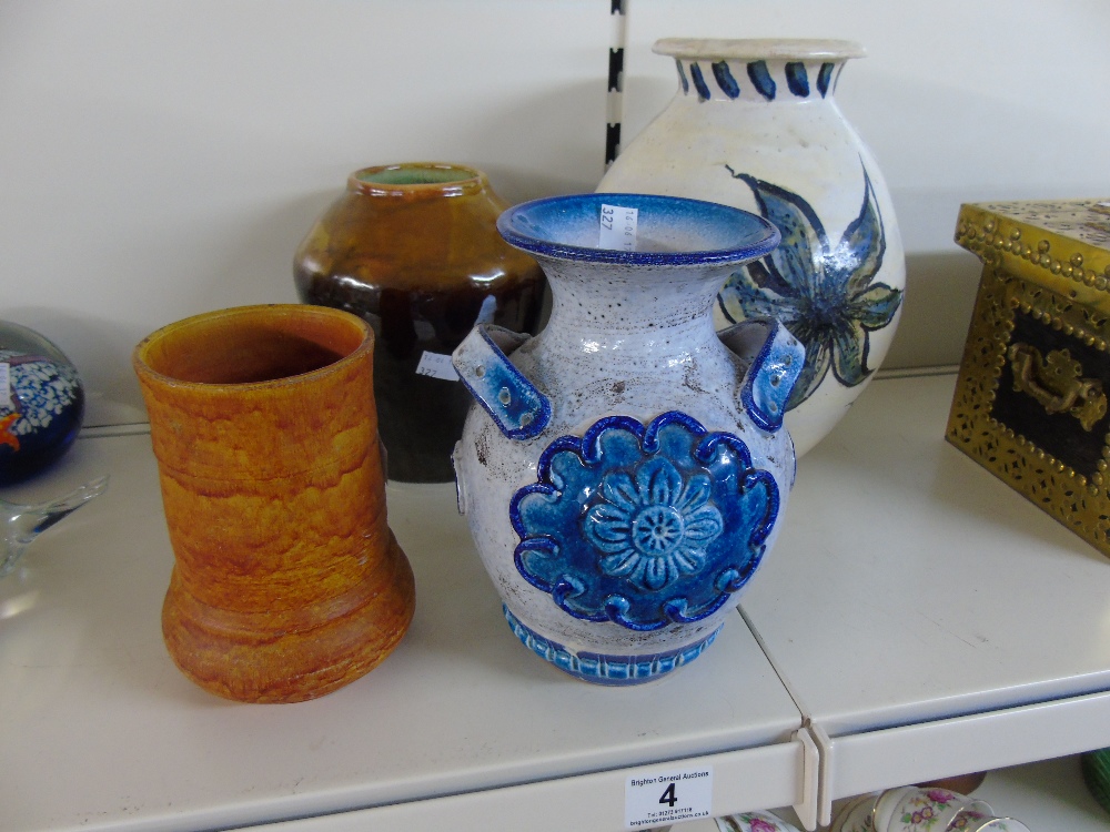 4 CERAMIC VASES INCLUDING DICKERWARE