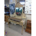 FRENCH STYLE PINE DRESSING TABLE WITH DISTRESSED GLASS MIRROR