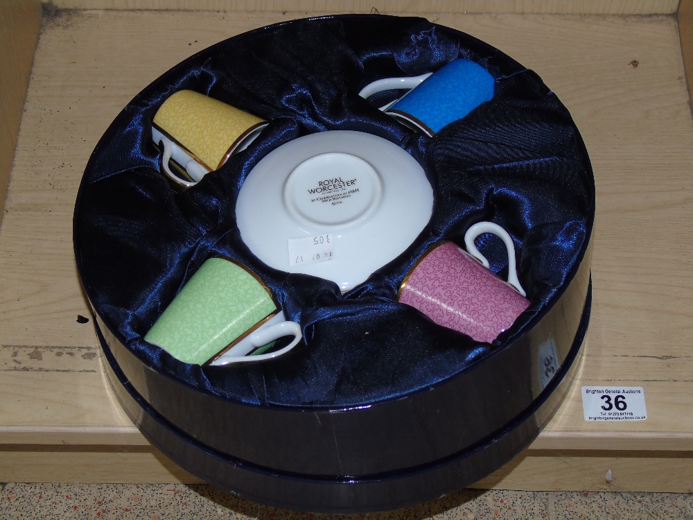 BOXED SET OF 4 ROYAL WORCESTER COFFEE CUPS & SAUCERS - Image 2 of 2