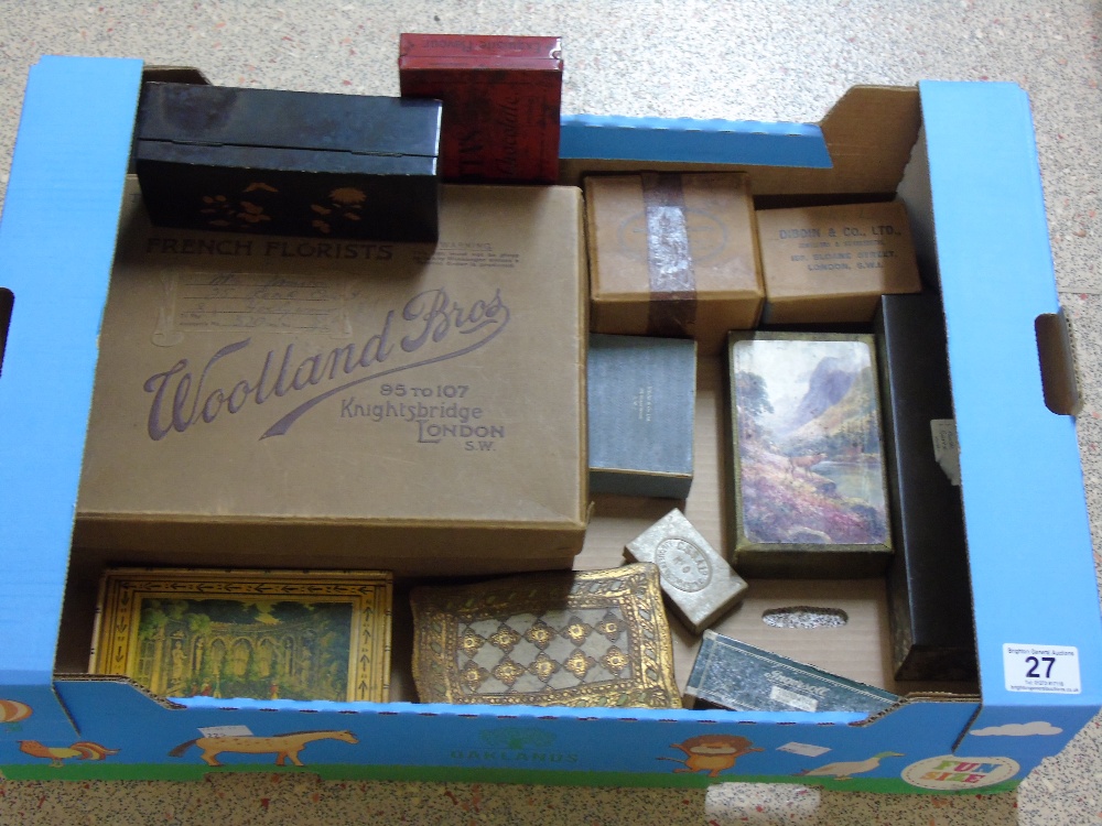 QUANTITY OF VINTAGE BOXES, WOODEN & CARD