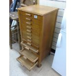 MID CENTURY COLLECTORS CABINET ON CASTORS 15 DRAWERS MEASURING 39CM X 40CM X 93CM