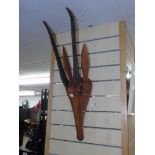 WOODEN WALL MOUNTED ANTELOPE HEAD