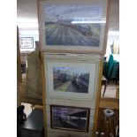 3 X SIGNED PRINTS, BY MIKE TURNER, LEWES STATION, EUSTON APPROACHES, EAST OF WILLESDEN