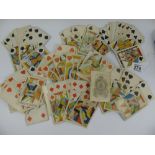 QUANTITY ANTIQUE PLAYING CARDS, DIFFERENT FINISHES TO BACK, 'DUTY ONE SHILLING' HUNT & SONS