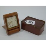 JAEGER LE COULTRE LEATHER TRAVELLING ALARM CLOCK WITH LEATHER CASE