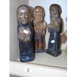 3 CARVED WOOD RELIGIOUS FIGURES APPROX 13 INCHES / 33 CM HIGH