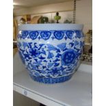 BLUE AND WHITE CERAMIC JARDINIERE