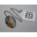 STERLING CHAIN & CAT PENDANT