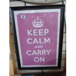 FRAMED POSTER 'KEEP CALM & CARRY ON'