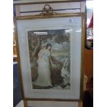 PRINT OF A LADY & CHILD IN ORNATE FRAME