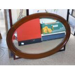 OVAL MIRROR WITH BEVELLED GLASS & WOODEN FRAME