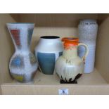 4 CERAMIC VASES INCLUDING WEST GERMAN