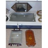 QUANTITY OF TRAYS AND A DECORATIVE MIRROR