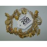 9 CT GOLD CHARM BRACELET 25.19 GRAMS