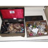 2 BOXES OF COSTUME JEWELLERY