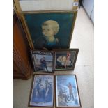 4 FRAMED & GLAZED POSTERS + PICTURE OF A YOUNG BOY