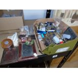 BOX OF MIXED ITEMS INCLUDING JEWELLERY, PICTURE FRAMES & WATCHES