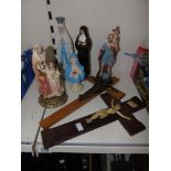 2 CRUCIFIX & ASSORTED RELIGIOUS ITEMS