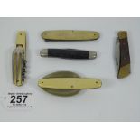 FOLDING KNIFE, FORK SPOON + BOTTLE OPENER + 2 PENKNIVES