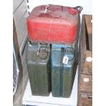 2 JERRY CANS, ONE MARKED 1951 WAR DEPT, + 1 OTHER