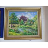 LANDSCAPE PAINTING IN GOLD FRAME BY GILLMAN 70 X 80