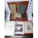 MAHOGANY BOX CONTAINING BIBLES + 2 BOOKS