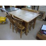 PINE TABLE & 4 CHAIRS
