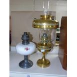 BRASS OIL LAMP + 1 OTHER