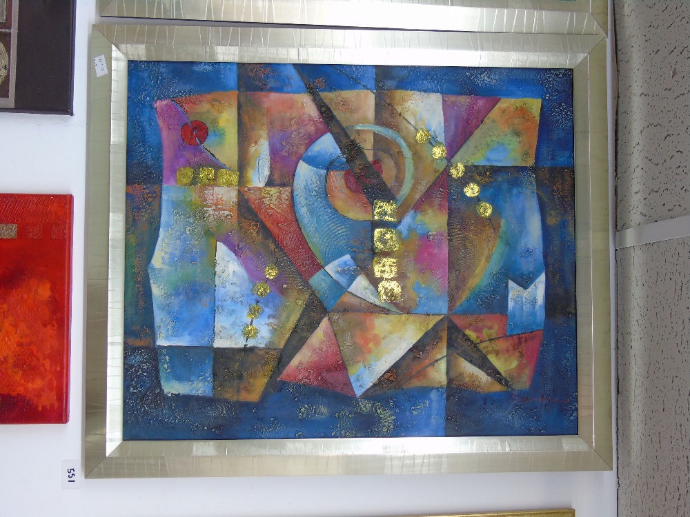 ABSTRACT PAINTING IN SILVER FRAME