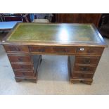 PEDESTAL DESK WITH LEATHER INSERT
