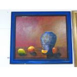 PAINTING STILL LIFE IN BLUE FRAME 65 X 70 CMS
