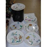 6 X EDWARDIAN FLORAL PLATES & CHALICE BOX BY HART, SON, PEARD AND CO LTD