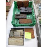 ANTIQUE FISHERMANS' LEATHER WALLETS X 6 CONTAINING HOOKS & FLIES, ALLCOCKS, SCRIMMAGE OF LONDON