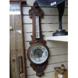 ANEROID CARVED OAK, BAROMETER, LLOYD, PAYNE & AMIEL LTD