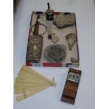 MIXED ITEMS INCLUDING HALL MARKED SILVER ITEMS & FOSSILS
