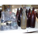 QIUANTITY OF BOTTLES OF VARIOUS ALES + VINTAGE BEER BOTTLES