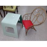 GREEN TABLE & CANE CHILDS CHAIR
