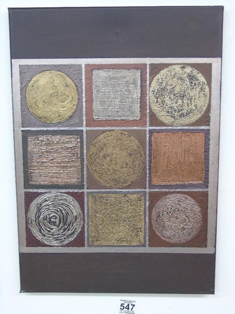 'BRONZE & SILVER GEOMETRY' ABSTRACT PAINTING BY ALEXANDRA BEX 30 X 40 CMS