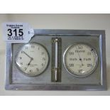 NEGRETTI & ZAMBRA ART DECO DESK CLOCK, BAROMETER & THERMOMETER 16 X 10 CMS