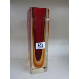 MURANO SOMMMERSO SQUARE VASE 25 CMS