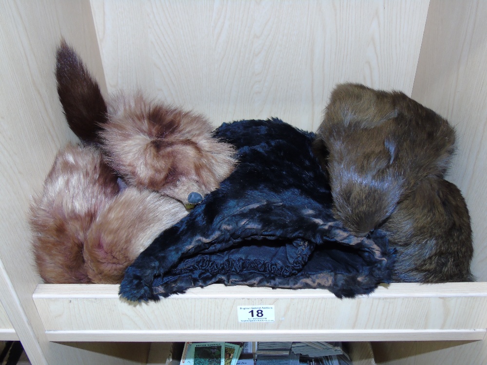 2 VINTAGE FUR STOLES AND A MUFF