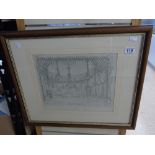 FRAMED ETCHING OF THE INTERIOR OF BRIGHTON PAVILLION