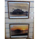 2 PHOTOGRAPHIC PRINTS OF BRIGHTON WEST PIER SIGNED SWALLOW 48 X 30 CMS