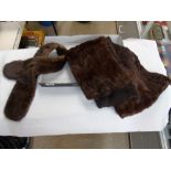 ANTIQUE MINK STOLE & FUR NECKWARMER