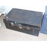 LARGE BLACK METAL TRUNK